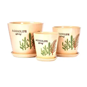 Maceta de cerámica de <span class=keywords><strong>cactus</strong></span> bellamente pintada al por mayor para jardín o uso doméstico para jardineras - Product Image 1