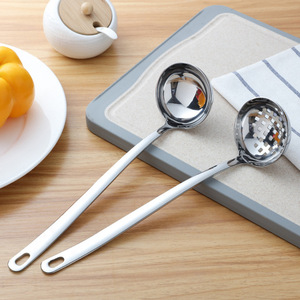 304 Stainless Steel Soup Ladle And Slotted Spoon Set Heavy Duty Heat Resistant Kitchen Serving Spoons For Hot Pot Cooking - Product Image 1