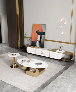 Tavolino da Caffè Ovale Allungabile in Marmo Lucido Italiano, Moderno e Resistente, per Soggiorno, Casa, Esterno, Cucina, Ospedale - Product Image 6