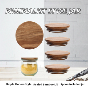 Oferta Especial: Juego de Almacenamiento de Cocina de Diseño Minimalista, Tarro de Vidrio Hermético con Tapa de Madera, Cuchara, Recipiente para Condimentos, Almacenamiento de Especias, Uso Alimentario, Cajón - Product Image 2