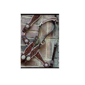 Juego de tachuelas marrones occidentales de cuero auténtico de alta calidad con herramientas florales, pechera y riendas para equipo de caballo de vaquero - Product Image 4