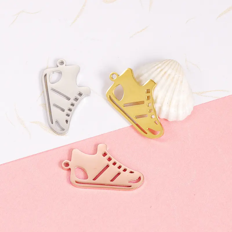 DIY Jewelry Finding High Polished Custom Stainless Steel Hollow Sports Shoes Shape Pendant Charms Accessories