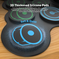 KD12B 9-Pad Roll-Up Elektronik Davul Seti Taşınabilir Silikon Dahili Hoparlör Şarj Edilebilir Kulaklık Girişi 8 Saat Çalma Süresi