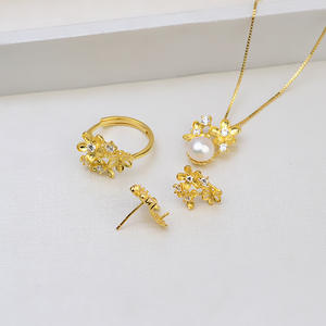 Juego de Pendientes y Colgante de Plata S925 con Pequeñas Flores, Anillo Abierto para Mujer, Accesorios de Joyería de Perlas DIY, Joyería Fina 1283 - Product Image 1