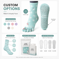 Chaussettes antidérapantes à cinq doigts personnalisées avec semelle en silicone pour yoga, pilates et barre, marque privée OEM, faible MOQ