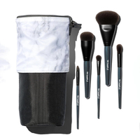 Ensemble de pinceaux de maquillage professionnels avec pochette de rangement, poils synthétiques ultra doux, poudre pour le visage, blush, fard à paupières, kit cosmétique