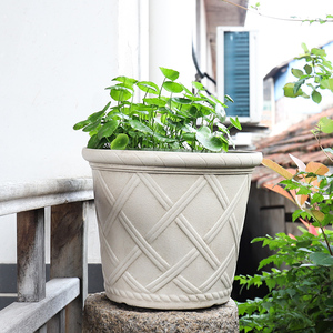 JQ Antique Motif Romain Résine Plastique Imiter Pierre Vieux Pot De Fleurs Européen Pétunia Rose Plantation Bassin - Product Image 4