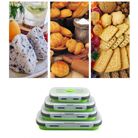Boîtes à lunch pliables en silicone rectangulaires de haute qualité, ensemble de contenants de stockage alimentaire multifonctionnels extensibles pour micro-ondes
