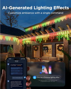 Luces de Navidad Inteligentes RGB de 33 pies y 400 <span class=keywords><strong>LED</strong></span>, Diseño de Carámbanos, IP67 Impermeables, Sincronización con Música, Control por Voz, Uso Interior/Exterior - Product Image 3