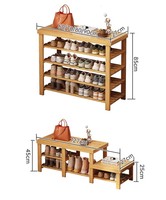 Étagère à chaussures simple multicouche ménage banc à chaussures armoire à chaussures anti-poussière stockage économique étagère en bambou