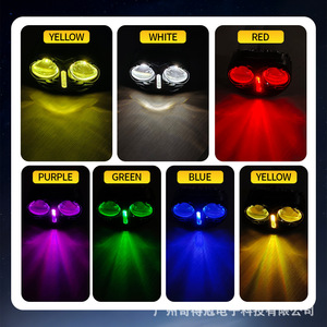 ไฟสปอร์ตไลท์มอเตอร์ไซค์สไตล์ฟาโรห์ 2 เลนส์ เลนส์คอนเดนซิ่ง สีขาว สีเหลือง RGB ไฟหน้า สำหรับการติดตั้งเพิ่มเติม อัพเกรด อะลูมิเนียมเกรดอากาศยาน - Product Image 5