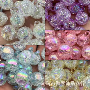 Iridescent Shattered Texture <b>Beads</b> Round <b>Plastic</b> Resin For Bracelet Making Jewelry Findings Components Wholesale Yiwu Origin - Product Image 1