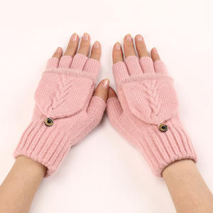 Gants d'hiver pour femmes à double usage 2025, cadeau, doigts visibles, à revers côtelé et moelleux, gants tricotés chauds pour l'hiver, mitaines pour femmes - Product Image 6