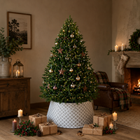 Jupe de sapin de Noël carrée blanche élégante, motif diamant, fourrure de luxe semi-artisanale, style américain, pour l'hiver, directement de l'usine