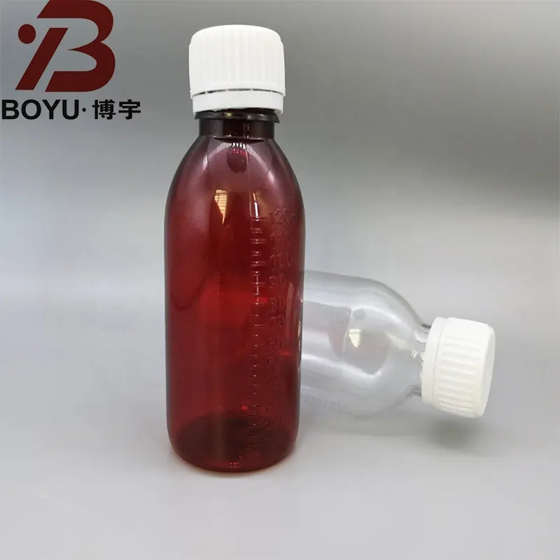 60ml 100ml 120ml Bouteille de sirop contre la toux 4oz Bouteille de pilules en plastique pot pharmaceutique PET matériel liquide avec bouchon à vis