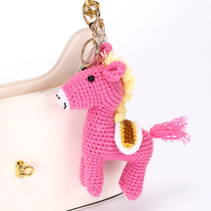 3D Mini Crochet Horse Toy Keychain Cute Cartoon Handmade Plush Amigurumi Knitted Animal <b>Doll</b> Bag Charm Pendant Keyring Key Chain - Product Image 3