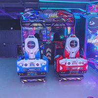Simulador de Videojuego de Carreras Operado con Monedas Speed Crossing, Máquina de Juego Dinámico de Conducción y Disparos, en Inglés, para 2 Jugadores