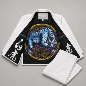 Kimono de Jiu Jitsu Brasileño (BJJ) Blanco Personalizado, Tejido Perla, Sublimación Personalizada con Diseño de Tigre, Forro Sublimado, OEM ODM, <span class=keywords><strong>Entrenamiento</strong></span> de <span class=keywords><strong>Artes</strong></span> <span class=keywords><strong>Marciales</strong></span> - Product Image 2