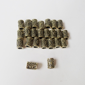 10 Piezas de Cuentas Vintage de Bronce Antiguo <span class=keywords><strong>para</strong></span> Trenzas de Cabello, Barba, Rastas, Anillos Tubulares, Dijes con Runas Vikingas <span class=keywords><strong>para</strong></span> Hacer Joyería y Collares - Product Image 3