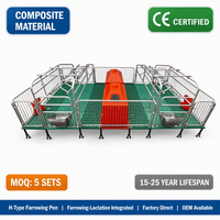 Cage de mise bas robuste pour truies avec plancher à lattes en composite BMC - Parc de mise bas pour porcs galvanisé à chaud