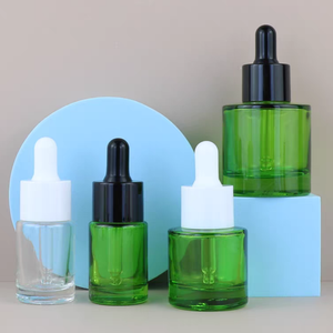 Flacons compte-gouttes en verre transparent vert de luxe pour huile cosmétique, 15 ml, 30 ml, 50 ml, avec sérigraphie couleur - Product Image 1