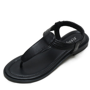 Elegant T-Strap <b>Flat</b> <b>Sandals</b> Microfiber Leather Open Toe Summer Women Shoes Breathable Slip-On EVA Outsole Drop Shipping - Product Image 4