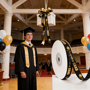 Decoraciones para Fiesta de Graduación DAMAI, Cinta de Regalo Negra y Dorada para Niños, Suministros de Decoración para el Aula, Cinta para Graduación - Product Image 1