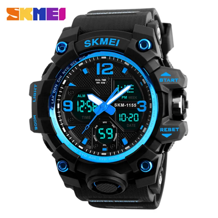 Skmei 1155 A Multi-functional Sports Dual Display Waterproof Watch Outdoor Climbing Luminous Electronic Watches Men