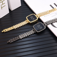 Montre LED pour femme, style tendance, ornée de diamants, bracelet en acrylique, écran tactile, design décontracté et élégant