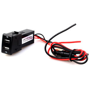 อุปกรณ์แต่งรถ2usb Dual <span class=keywords><strong>USB</strong></span> 2.4A ชาร์จรถตำแหน่งเดิมซ็อกเก็ตชาร์จรถสวิทช์ไฟรถ - Product Image 1