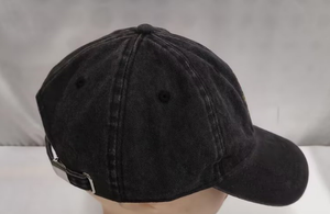 <b>Black</b> Embroidered <b>Baseball</b> <b>Cap</b> Denim Look Curved Brim Casual Adjustable Hat for Streetwear - Product Image 2