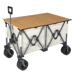 Hitree 4 Rodas Amigos Carrinho De Compras De Piquenique <span class=keywords><strong>Beach</strong></span> Wagon Acampamento Ao Ar Livre Praia Wagon Carrinho Dobrável Portátil Pequeno - Product Image 4