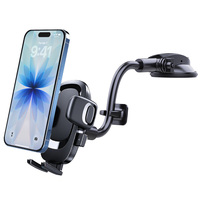 Support de téléphone universel pour voiture à bras long flexible rotatif à 360° en plastique ABS, fixation par ventouse pour pare-brise et support de bureau pour tableau de bord