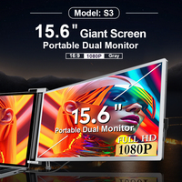 Moniteur triple pour ordinateur portable 15,6 pouces IPS, rotation à 180°, plug-and-play pour Windows/Mac (M1/M2/M3) Pro/Max-S3 15,6-17,3 pouces, 1920x1080 USB-C & HD