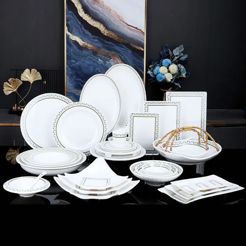 Onbreekbare Bruiloft Ovale Melamine Set Plaat Soep Kom Set Groothandel Melamine Serveerschalen Slakom Accessoires Duurzaam