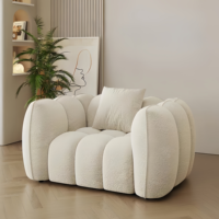 Fauteuil de salon matelassé en tissu peluche Teddy 2025 avec coussin en mousse, ensemble de canapés thermoformés sous vide pour hôtels