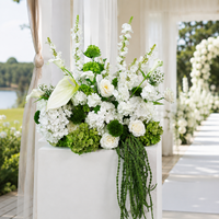 Centre de table floral artificiel blanc et vert pour mariage, arrangement floral pour piédestal de table et décoration de banquet