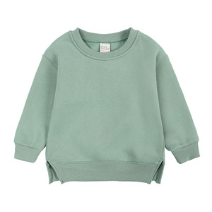 Autunno vestiti per bambini e ragazze felpe con cappuccio in pile Top tinta unita girocollo in bianco Plain Baby Pullover felpe - Product Image 3