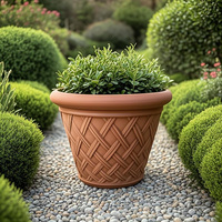 Pot de fleur moderne en plastique coloré-Jardinières rondes légères et durables avec soucoupes intégrées 46x36cm pour l'extérieur et l'intérieur
