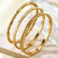 Ensemble de bracelets géométriques vintage Gaovo pour femmes, plaqué or 18 carats, acier inoxydable, 3 pièces, empilables, pierres naturelles, bracelets tendance
