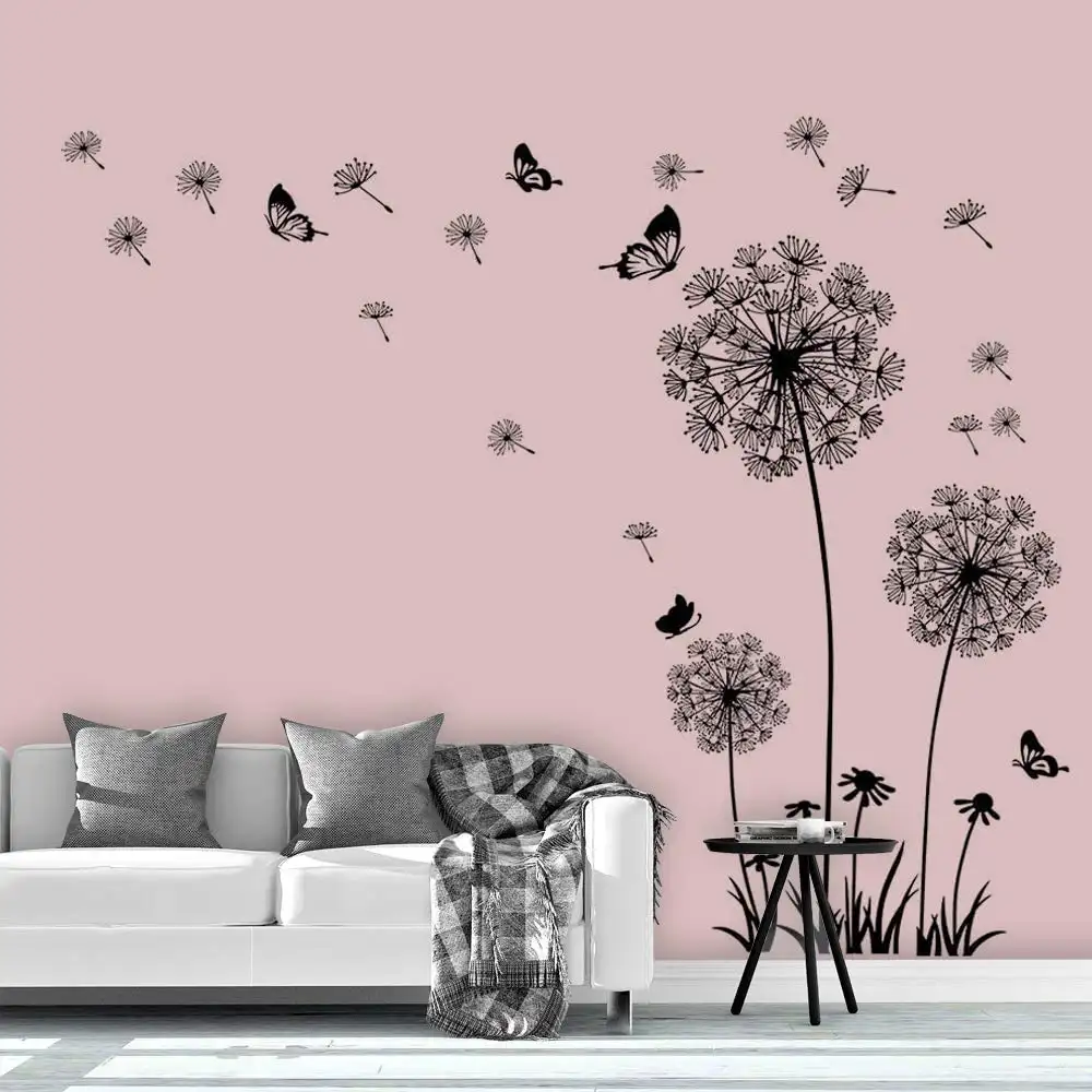 Murales personalizados de mariposas para decoración de pared, calcomanías florales para dormitorio, oficina, baño y sala de estar