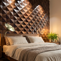 Panneaux muraux et de plafond en mosaïque de bois 3D texturés flexibles et imperméables pour la décoration intérieure des villas et des hôtels, fourniture d'usine
