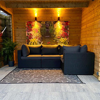 Ensemble de sièges en osier en forme de L imperméable pour cour, ensemble de canapé de salon de patio, ensemble modulaire d'extérieur, canapé d'angle en rotin pour jardin
