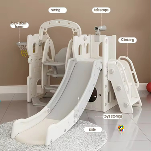 Aire de <span class=keywords><strong>jeux</strong></span> intérieure pliable en HDPE pour bébés, toboggan en plastique pour enfants, balançoire pour tout-petits, panier de basket-ball, jeu de jardin pour enfants de <span class=keywords><strong>1</strong></span> à 3 ans - Product Image 2
