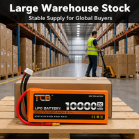 Batterie LiPo TCB 10000mAh 2S-12S 7.4V-44.4V 25C-100C à décharge élevée pour drone FPV, quadricoptère, avion RC, voiture RC