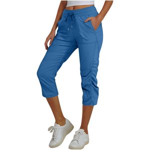 Pantalon décontracté léger en coton et lin pour femme, coupe large, avec cordon de serrage, idéal pour le quotidien - Product Image 1