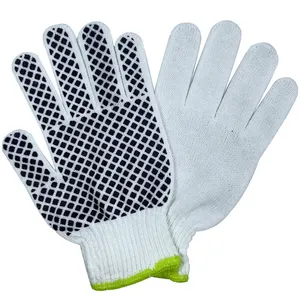 PVC-Handschuh-Punkt ier maschine Weiße gestrickte Baumwoll arbeits handschuhe PVC-gepunkteter Baumwoll arbeits handschuh für den Bau gebrauch