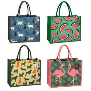 Sac de courses en jute personnalisé à la vente, écologique, réutilisable, avec motif de lettres, coloré et élégant - Product Image 5