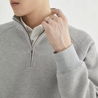 Vente chaude unisexe quart fermeture éclair gaufre à capuche personnalisé hommes plaine 1/4 demi fermeture éclair gaufre tricot pull à capuche sweats avec fermeture éclair