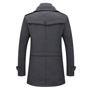 Men Fashion Autumn Winter Wool Trench <strong>Coats</strong> Fashion Middle <strong>Long</strong> Jacket Male Double Collar Zipper <strong>Coat</strong> Windbreak Woolen Overcoat - Product Image 5